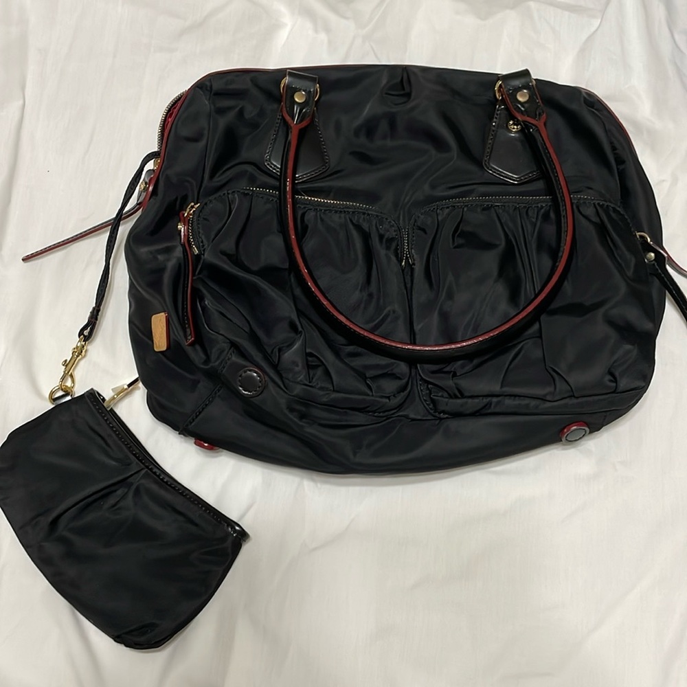 MZ Wallace purse. Black with red trim.